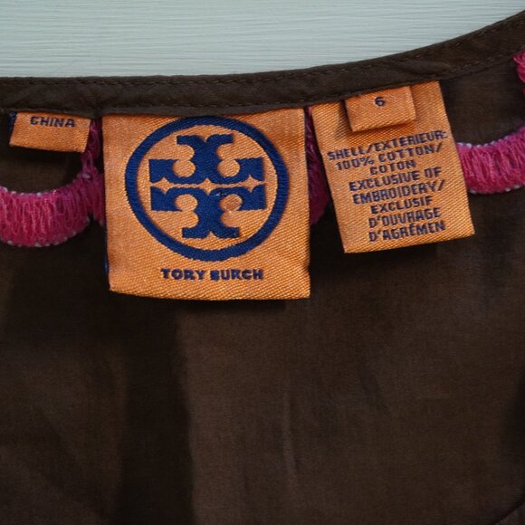 Tory Burch Peacock Embroidered 100% Cotton Blouse Top - Picture 5 of 8